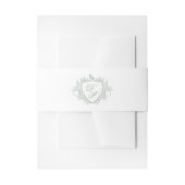 Klassiek monogram embleem saliegroen bruiloft uitnodigingen wikkel (Voorkant Voorbeeld)