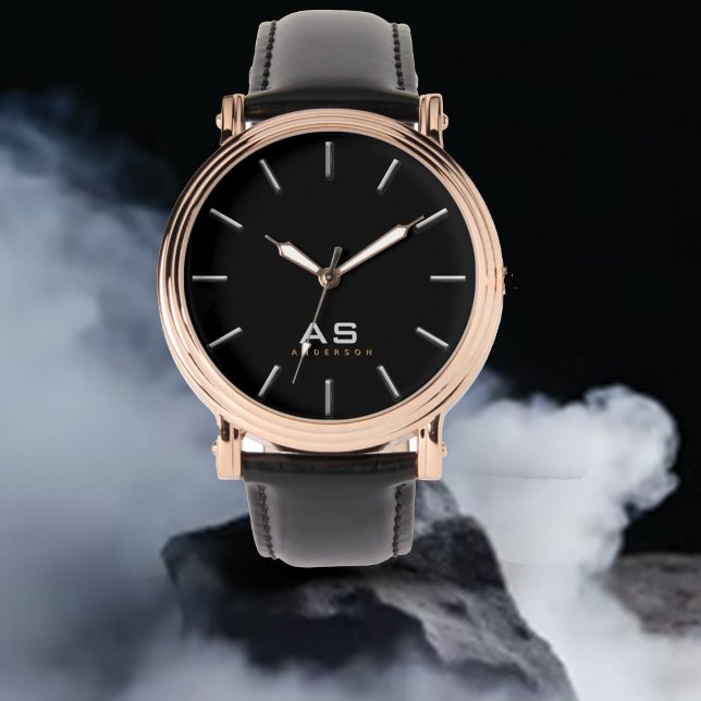 Klassiek monogram en naam Mannen Horloge (Creator heeft geüpload)