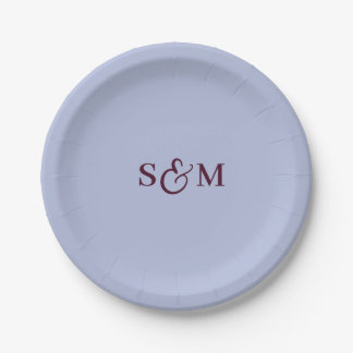 Klassiek Monogram Et-teken Bleekblauw Bruiloft Papieren Bordje