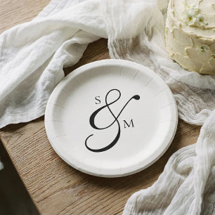 Klassiek Monogram Et-teken Trouw Wit Papieren Bordje