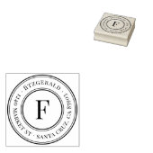 Klassiek monogram familienaam Ronde Rendetenadres Rubberstempel (Gestempeld)