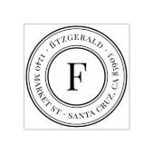 Klassiek monogram familienaam Ronde Rendetenadres Rubberstempel (Afrduk)