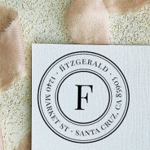 Klassiek monogram familienaam Ronde Rendetenadres