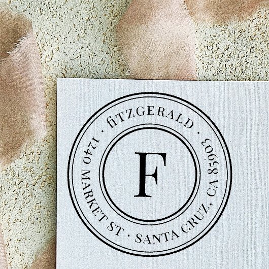 Klassiek monogram familienaam Ronde Rendetenadres Zelfinktende Stempel