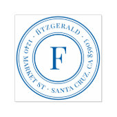 Klassiek monogram familienaam Ronde Rendetenadres Zelfinktende Stempel (Design)