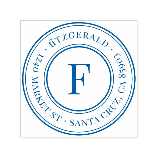 Klassiek monogram familienaam Ronde Rendetenadres Zelfinktende Stempel (Design)