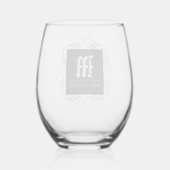 Klassiek Monogram Fancy Lijst Custom Wijnglas Zonder Voet (Achterkant)