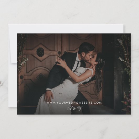 Klassiek Monogram Formele Elegante Foto Bruiloft Kaart (Achterkant)