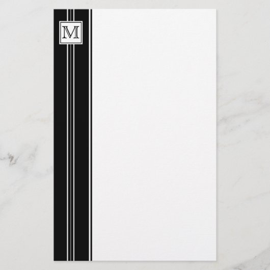 Klassiek monogram gestreept briefpapier (Voorkant)