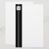 Klassiek monogram gestreept briefpapier (Voorkant / Achterkant)