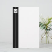 Klassiek monogram gestreept briefpapier (Staand voorkant)