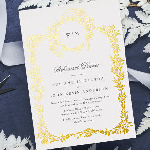 Klassiek Monogram Gold Crest repetitie diner Folie Uitnodiging