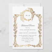 Klassiek Monogram Gold Crest repetitie diner Kaart (Voorkant)