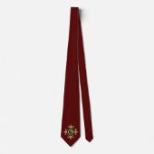 Klassiek Monogram goud Fleur De Lis donkerrood Stropdas (Voorkant)