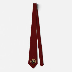 Klassiek Monogram goud Fleur De Lis donkerrood Stropdas