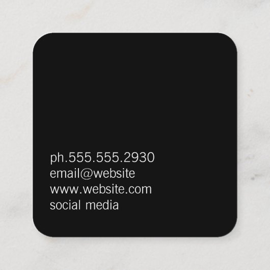 Klassiek monogram goud geborsteld met zwart vierkante visitekaartje (Achterkant)