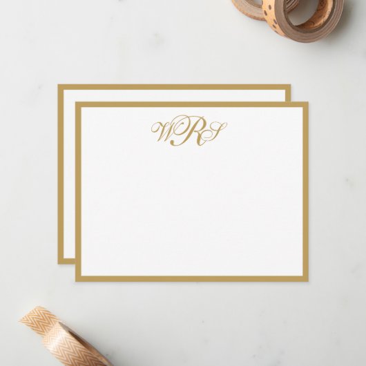 Klassiek monogram goud notitiekaartje (Voorkant / Achterkant in situ)