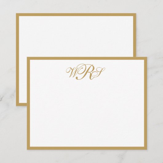 Klassiek monogram goud notitiekaartje (Voorkant / Achterkant)