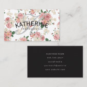 Klassiek monogram grijs  Floral Patroon Visitekaartje (Voorkant / Achterkant)