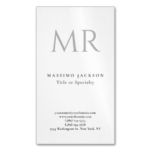 Klassiek Monogram Grijs Wit Minimalistisch Eenvoud Magnetisch Visitekaartje
