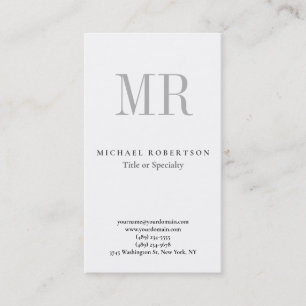 Klassiek Monogram Grijs Wit Minimalistisch Eenvoud Visitekaartje