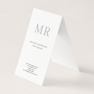 Klassiek Monogram Grijs Wit Minimalistisch Eenvoud Visitekaartje