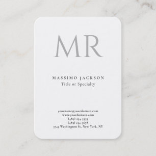 Klassiek Monogram Grijs Wit Minimalistisch Eenvoud Visitekaartje