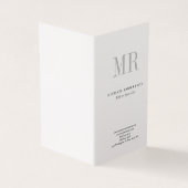 Klassiek Monogram Grijs Wit Minimalistisch Linnen Visitekaartje (Buitenkant)