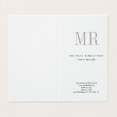 Klassiek Monogram Grijs Wit Minimalistisch Linnen Visitekaartje (Buitenkant ongevouwen)