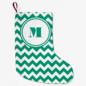 Klassiek monogram groen Chevron patroon Kleine Kerstsok (Voorkant)