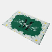 Klassiek monogram groen en wit madeliefje grote deurmat (Schuin)