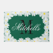 Klassiek monogram groen en wit madeliefje grote deurmat (Voorkant)