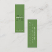Klassiek monogram groen met boogtekst mini visitekaartje (Voorkant / Achterkant)