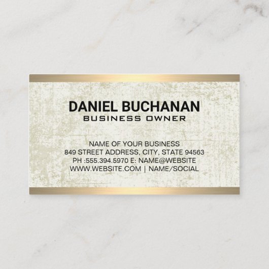 Klassiek monogram | Grunge Gold Metal Trim Visitekaartje (Achterkant)