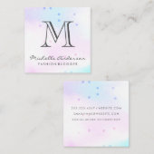 Klassiek Monogram | Holografisch Mozaïek Geometris Vierkante Visitekaartje (Voorkant / Achterkant)