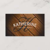 Klassiek Monogram houten paneel met boogtekst Visitekaartje (Voorkant)