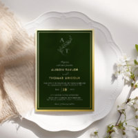 Klassiek Monogram Huwelijk Goud Diep Bosgroen