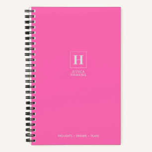 Klassiek Monogram in Heet Roze Notitieboek