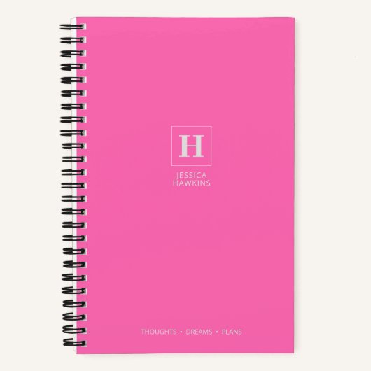 Klassiek Monogram in Heet Roze Notitieboek (Voorkant)
