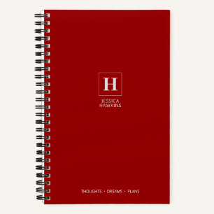 Klassiek Monogram in Robijnrood Notitieboek