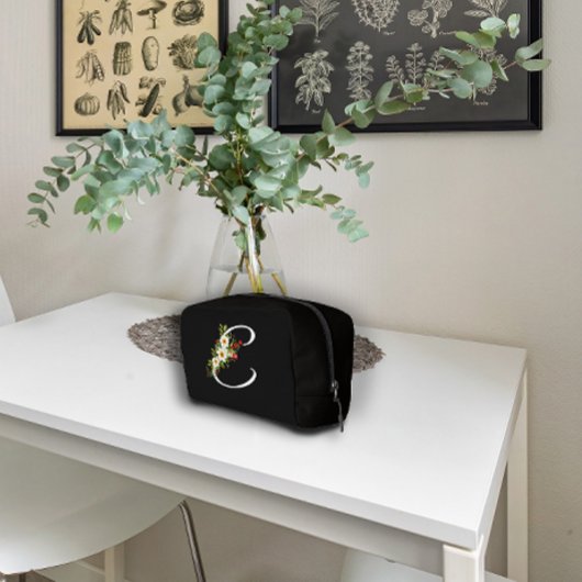 Klassiek monogram initiaal rode bloem moeder cadea toilettasje