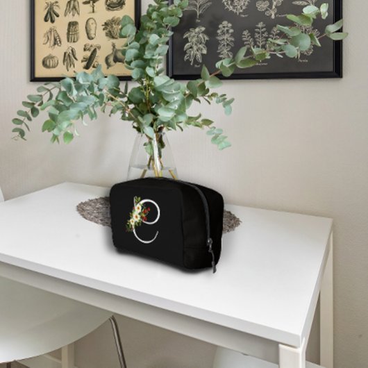 Klassiek monogram initiaal rode bloem moeder cadea toilettasje
