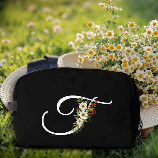 Klassiek monogram initiaal rode bloem moeder cadea toilettasje