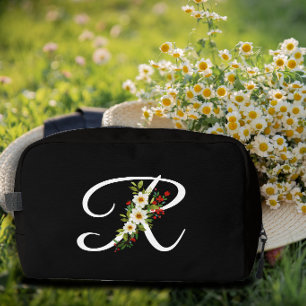 Klassiek monogram initiaal rode bloem moeder cadea toilettasje
