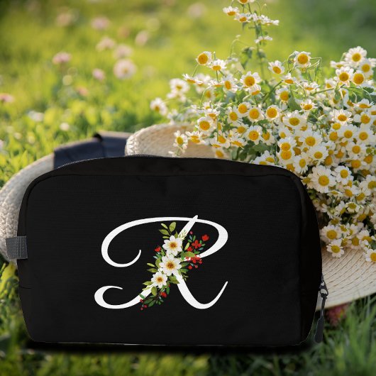 Klassiek monogram initiaal rode bloem moeder cadea toilettasje