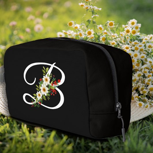 Klassiek monogram initiaal witte bloem moeder cade toilettasje