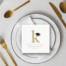 Klassiek Monogram K En Afstudeerhoed Afstudeerfees Servet