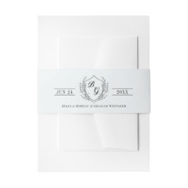 Klassiek monogram  kam bord cool grijs uitnodigingen wikkel