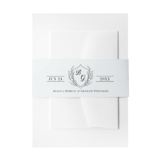 Klassiek monogram  kam bord cool grijs uitnodigingen wikkel (Voorkant Voorbeeld)