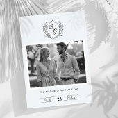 Klassiek monogram  kam zwart-wit save the date